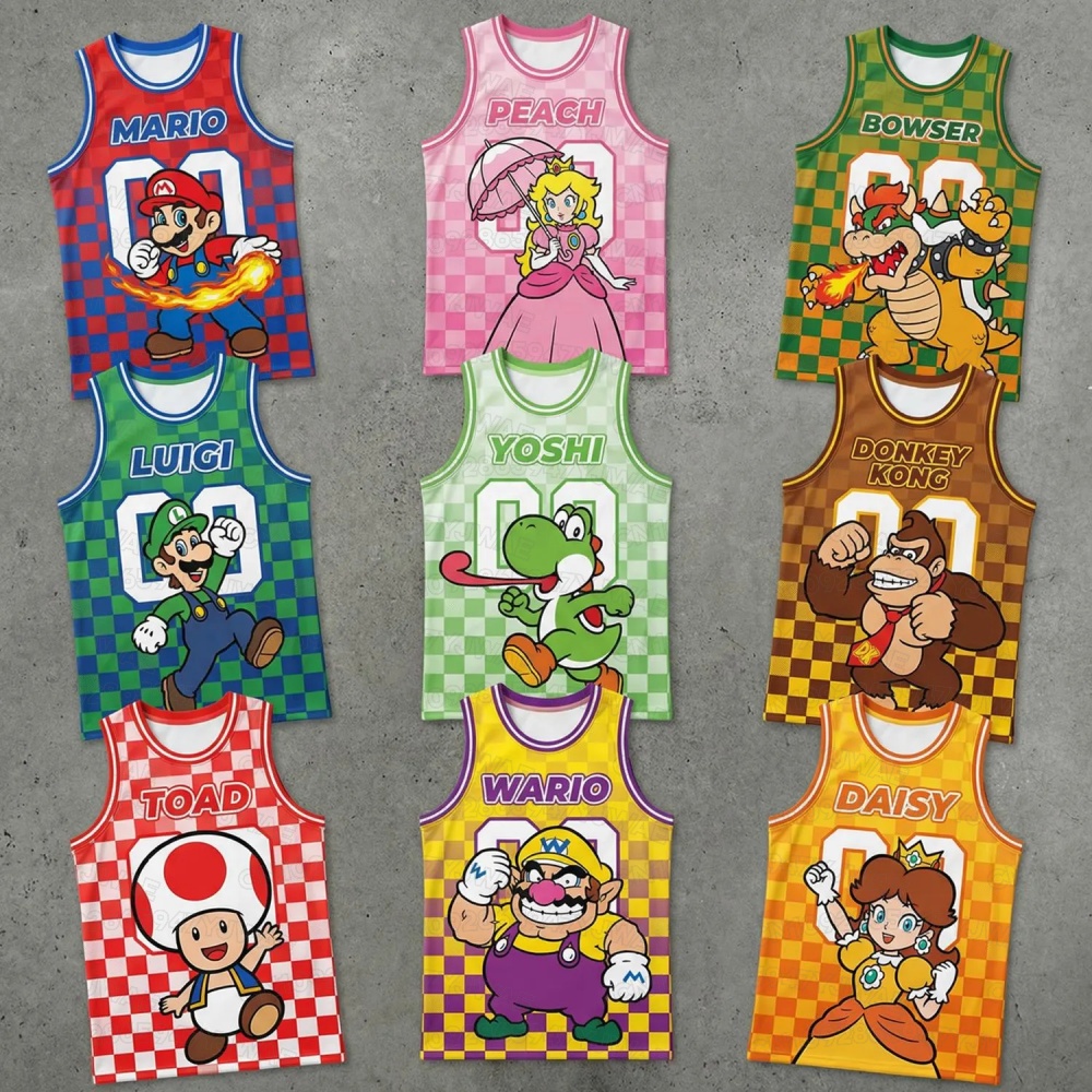 Badminton Anime - Summer Cute Super Mario Football Jersey