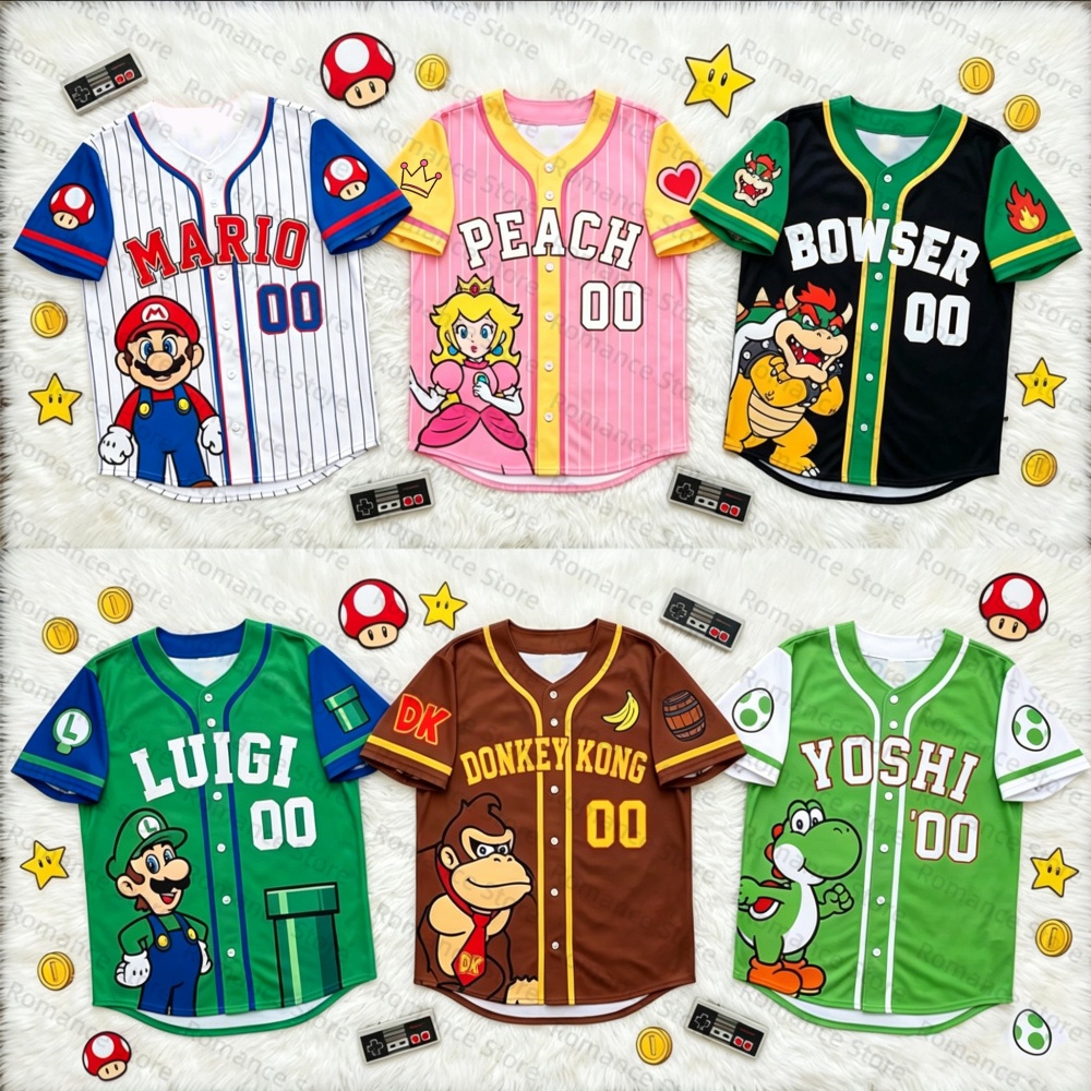 Badminton Anime - Super Mario Baseball Tops for Kids