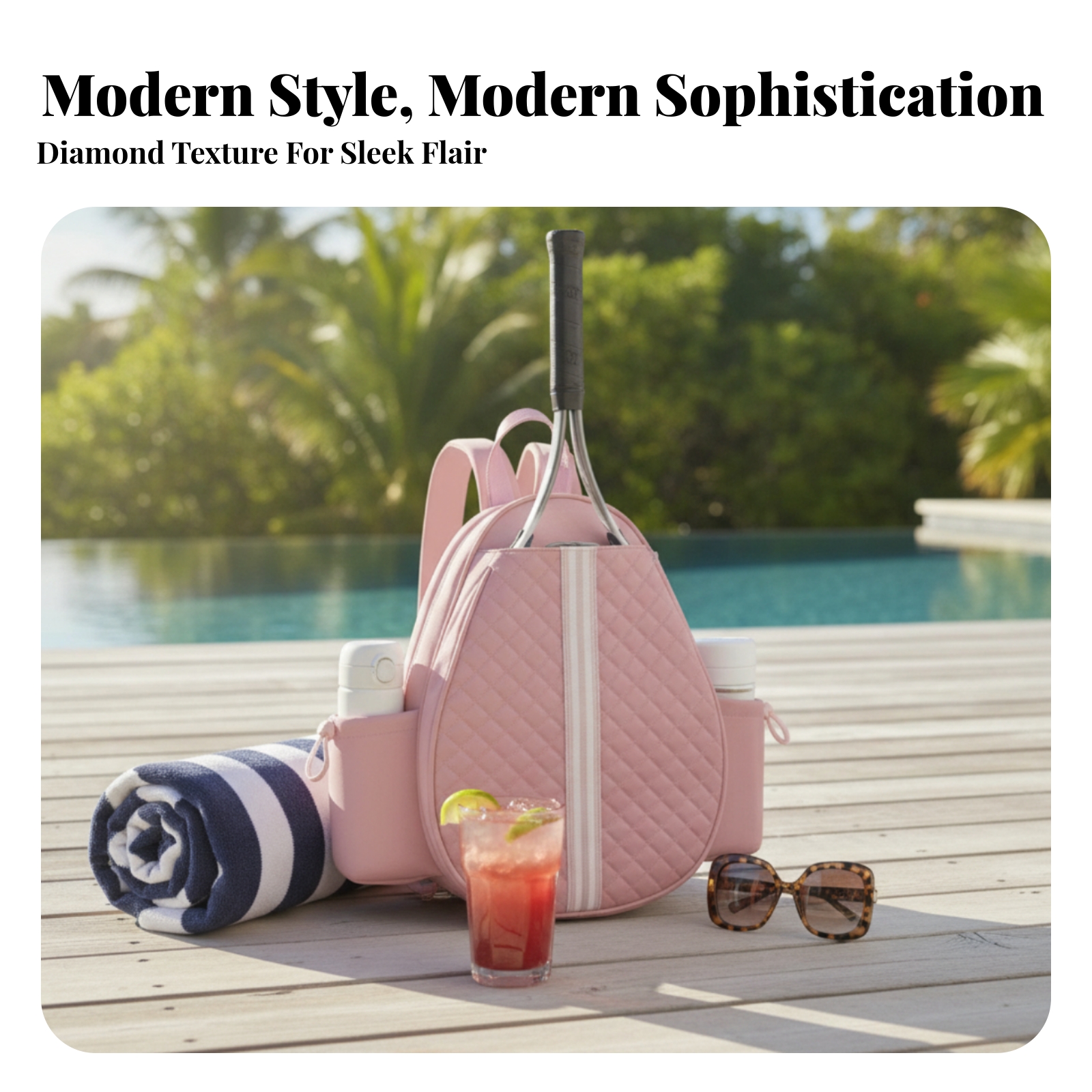 Side Pockets Quilted Tennis Ba - Backpack Racket Bag 评论和价格