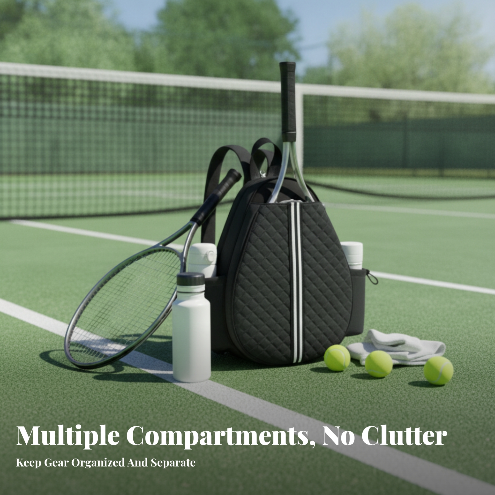 Side Pockets Quilted Tennis Ba - Backpack Racket Bag 评论和价格