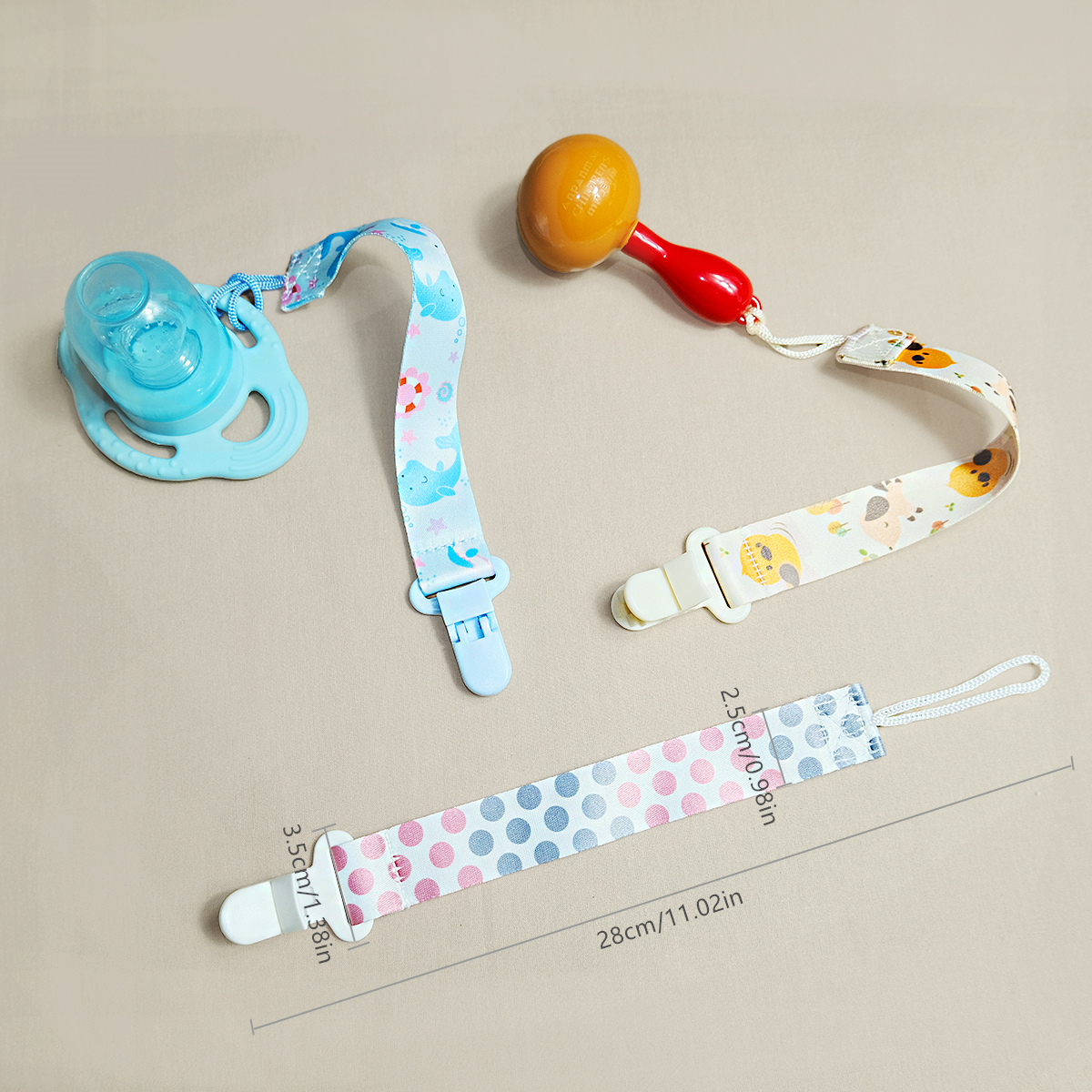 3PCS cartoon printed baby paci - String Tension Clip 评论和价格